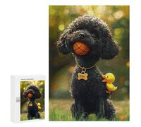 Puzzles pour Adolescents Adorable Poodle with Basketball and Rubber Duck Puzzle Anti-Stress pour Adolescents Chaque Pièce Est Unique - Idéal comme Cadeau pour Toute La Famille 300 PCS