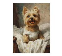 Puzzles pour Adolescents Adorable Yorkshire Terrier in Bed Puzzle pour Adultes, Jeu Manuel, Course De Vitesse, Cadeau d'anniversaire, Cadeaux, 1000pcs(52x38cm)