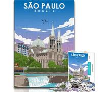 Puzzles pour Adolescents, Affiche de Sao Paulo, Brésil, 1000 pièces, Jeux éducatifs, décoration Murale, Cadeaux d'anniversaire et de Noël Uniques, 50x75cm
