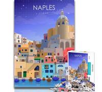 Puzzles pour Adolescents, Affiche de Voyage Naples, Italie, 1 000 pièces, pour Adultes, Jeu Stimulant, idéal comme Cadeau pour Toute la Famille, 26x38cm