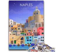 Puzzles pour Adolescents Affiche de Voyage Naples, Italie, défi d'intelligence cérébrale, Jouets addictifs, Cadeau d'anniversaire, décoration Murale (Taille 38x52cm)