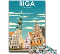 Puzzles pour Adolescents, Affiches de Voyage Riga Lettonie, Jeux stimulants, idéal comme Cadeau pour Toute la Famille (50x75cm)