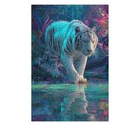 Puzzles pour Adolescents Amazon Jungle White Tiger Puzzles pour Adultes Jeux Familiaux Difficile Difficile Est Idéal comme Cadeau 1000pcs(75x50cm)