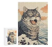 Puzzles pour Adolescents Angry Cat Puzzle Adulte - Décoration Murale - Découpe De Précision pour Les Gamers 300 PCS