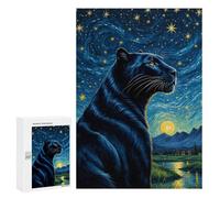 Puzzles pour Adolescents Animal Panther Starry Night Puzzles pour Adultes - Jeu Manuel - Niveau De Difficulté Élevé - Idée Cadeau Originale pour Un Anniversaire 300 PCS