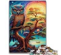 Puzzles pour Adolescents, Animaux, Hibou coloré, 1 000 pièces, Anti-Stress, séjour, Tuer Le Temps, liste de souhaits avec Le Père Noël (75x50cm)