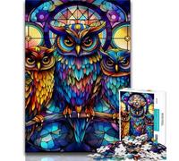 Puzzles pour Adolescents, Animaux, Hibou coloré, Jeu Familial, Anti-Stress, défi Difficile, renforce l'amour Entre Couples, 38x26cm