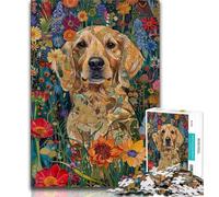 Puzzles pour Adolescents Animaux psychédéliques Golden Retriever 1000 pièces Jeu Familial Cadeaux d'anniversaire Défi Haute difficulté (50x75cm)