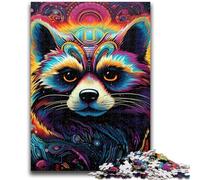 Puzzles pour Adolescents, Animaux psychédéliques, Raton Laveur, pour Jeux éducatifs, Jouets, Cadeaux pour Toute la Famille, 38x26cm