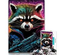 Puzzles pour Adolescents Animaux psychédéliques Raton Laveur Puzzles pour Adultes 1 000 pièces Difficiles avec pièces de Formes aléatoires entièrement emboîtables pour Les Enfants de 14 Ans et Plus