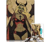 Puzzles pour Adolescents Anime Evil Girl 1 000 pièces pour Adultes et Adolescents Art au Fusain Staycation Kill Time pour la décoration de la Maison (50x75cm)