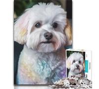 Puzzles pour Adolescents Aquarelle Bichon frisé, Jouets éducatifs et Amusants pour la Maison, Cadeau d'anniversaire, Cadeau de Voyage 38x26cm