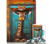 Puzzles pour Adolescents, Art Girafe, Jouets de Divertissement Familial, Jeu éducatif pour Anniversaire, Noël pour Les 14 Ans et Plus 38x26cm