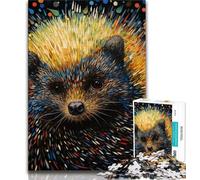 Puzzles pour Adolescents Art Hérisson Puzzles pour Adultes 1000 pièces avec Affiche et fiche de Questions-réponses pour Les 14 Ans (26x38cm)