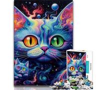 Puzzles pour Adolescents Art Magique Chat Puzzles pour Adultes 1000 pièces Jouets Jeux éducatifs Anti-Stress Interaction Parent-Enfant (50x75cm)