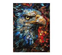 Puzzles pour Adolescents Art Nouveau Glass Eagle Puzzles pour Adultes Jeux Amusants pour S'amuser en Famille Interaction Parent-Enfant 52x38cm/1000pcs