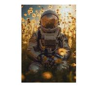 Puzzles pour Adolescents Astronaut and Sunflowers Puzzle Familial - Améliore La Mémoire - Cadeau d'anniversaire Et Cadeau Unique 38x26cm/1000pcs