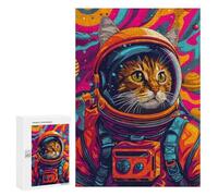 Puzzles pour Adolescents Astronaut Cat Space Animal Puzzles pour Adultes - Jeu Manuel - Niveau De Difficulté Élevé - Idée Cadeau Originale pour Un Anniversaire 300 PCS