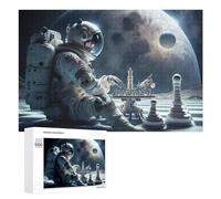 Puzzles pour Adolescents Astronaut Playing Chess on The Moon Puzzles pour Adultes Jouets Anti-Stress Vacances À La Maison Passer Le Temps Interaction Parent-Enfant 1000 PCS