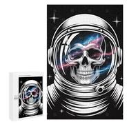 Puzzles pour Adolescents Astronaut Skull with Galaxy Reflection Puzzle Adulte - Décoration Murale - Découpe De Précision pour Les Gamers 1000 PCS