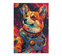 Puzzles pour Adolescents Astronaut Space Corgi Puzzles pour Adolescents, Jouets Anti-Stress, Décoration Murale, Cadeau d'anniversaire, Cadeaux, 38x26cm/1000pcs