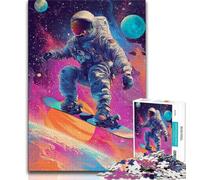 Puzzles pour Adolescents Astronaute Ski, Aidez Le Cerveau à exercer Jouets addictifs pour cultiver la Patience Décoration Murale 50x75cm