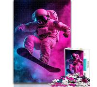Puzzles pour Adolescents Astronaute Surf dans l'espace Puzzle 1000 pièces pour Adolescents, Jouet éducatif intellectuel décompressant, Cadeau d'anniversaire, Cadeaux 26x38cm