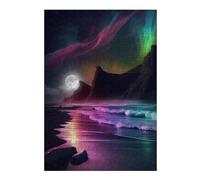 Puzzles pour Adolescents Aurora Beach Night Puzzle Familial - Améliore La Mémoire - Cadeau d'anniversaire Et Cadeau Unique 38x26cm/1000pcs