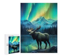 Puzzles pour Adolescents Aurora Stag Deer Northern Puzzles pour Adolescents - Décoration Murale - Cadeau Unique pour Anniversaire Et Noël
