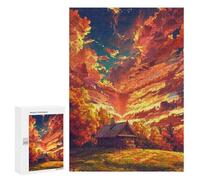 Puzzles pour Adolescents Autumn Cabin in Field-2 Puzzle Anti-Stress pour Adolescents Chaque Pièce Est Unique - Idéal comme Cadeau pour Toute La Famille 300 PCS