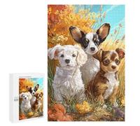 Puzzles pour Adolescents Autumn Puppies in Field-3 Casse-tête pour Adolescents : Analyse Et Logique, Difficile Et Stimulant, Idéal comme Cadeau 1000 PCS