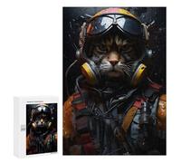 Puzzles pour Adolescents Aviator Cat in Uniform Puzzles pour Adultes Jeu Manuel Cadeau d'anniversaire Cadeau d'anniversaire, Cadeaux, 300 PCS