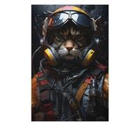 Puzzles pour Adolescents Aviator Cat in Uniform Puzzles pour Adultes - Jouets Anti-Stress - Décoration Parfaite - Cadeaux d'anniversaire Uniques 75x50cm/1000pcs