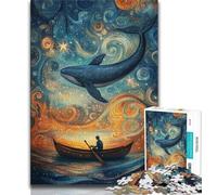 Puzzles pour Adolescents Baleines dans l'espace 1000 pièces Jouet éducatif intellectuel décompressant Cadeaux du Père Noël Secret 75x50cm