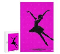 Puzzles pour Adolescents Ballerina Silhouette - Elegant Dance on Pink Puzzles pour Adultes Jeux Relaxants Qui Améliorent La Mémoire Cadeaux Uniques pour Un Anniversaire Et Noël 1000 PCS