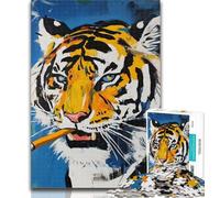 Puzzles pour Adolescents Basquiat Tiger, Puzzles pour Adultes, 1 000 pièces, Difficiles, avec pièces entièrement emboîtables de Formes aléatoires, pour Les Enfants de 14 Ans et Plus, 26x38cm