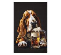 Puzzles pour Adolescents Basset Hound Beer Puzzles pour Adultes, Jeu De Réflexion, Décoration Intérieure, pour Toute La Famille 75x50cm/1000pcs