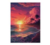 Puzzles pour Adolescents Beach Sunset Palm Trees Puzzles pour Adultes Jeux Familiaux Difficile Difficile Est Idéal comme Cadeau 1000pcs(52x38cm)