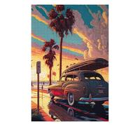 Puzzles pour Adolescents Beachside Sunset Drive-in Puzzles pour Adolescents Jeux De Détente Décoration Parfaite, pour Toute La Famille 75x50cm/1000pcs