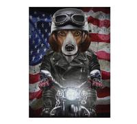 Puzzles pour Adolescents Beagle Dog on Motorcycle Puzzles pour Adolescents, Jouets Anti-Stress, Décoration Murale, Cadeau d'anniversaire, Cadeaux, 52x38cm/1000pcs