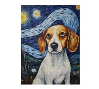 Puzzles pour Adolescents Beagle Dog Starry Night Puzzles pour Adolescents, Jouets Anti-Stress, Décoration Murale, Cadeau d'anniversaire, Cadeaux, 52x38cm/1000pcs