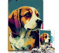 Puzzles pour Adolescents Beagle Pop Art 1000 pièces Jouets éducatifs pour Adolescents décoration d'intérieur Unique et Cadeaux (26x38cm)