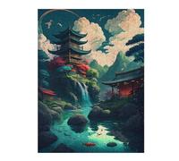 Puzzles pour Adolescents Beautiful Village Japanese Puzzle Familial - Améliore La Mémoire - Cadeau d'anniversaire Et Cadeau Unique 52x38cm/1000pcs