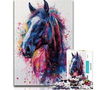 Puzzles pour Adolescents Beaux Chevaux 1000 pièces Puzzles pour Adultes et Adolescents Soulagement du Stress Défi Difficile Améliorer l'amour Entre Les Couples 38x26cm