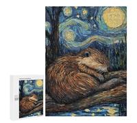 Puzzles pour Adolescents Beaver Sleeping Starry Night Puzzles pour Adolescents - Décoration Murale - Cadeau Unique pour Anniversaire Et Noël