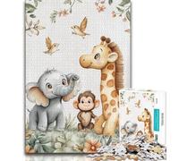 Puzzles pour Adolescents bébés chimpanzés éléphants et girafes Jeux stimulants idéal comme Cadeau pour Toute la Famille 38x26cm