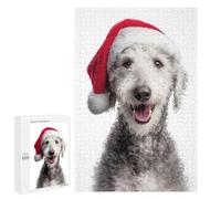 Puzzles pour Adolescents Bedlington Terrier Dog with Santa Hat Puzzles pour Adultes Jeu Manuel Cadeau d'anniversaire Cadeau d'anniversaire, Cadeaux, 1000 PCS