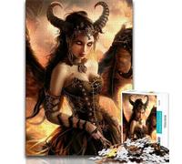 Puzzles pour Adolescents Belle Dame démon avec des Ailes Puzzles pour Adolescents, Staycation Kill Time avec des pièces de Formes aléatoires entièrement imbriquées (Taille 38x26cm)