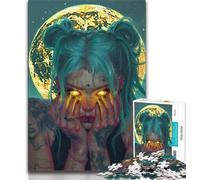 Puzzles pour Adolescents Belle Fille animée avec Lune 1 000 pièces pour Adultes et Adolescents Jeu éducatif défi décoration d'intérieur Unique et Cadeaux (38x26cm)