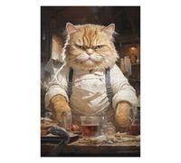 Puzzles pour Adolescents Big Fat Chef Cook Cat Puzzles pour Adolescents, Jouets Anti-Stress, Décoration Murale, Cadeau d'anniversaire, Cadeaux, 75x50cm/1000pcs
